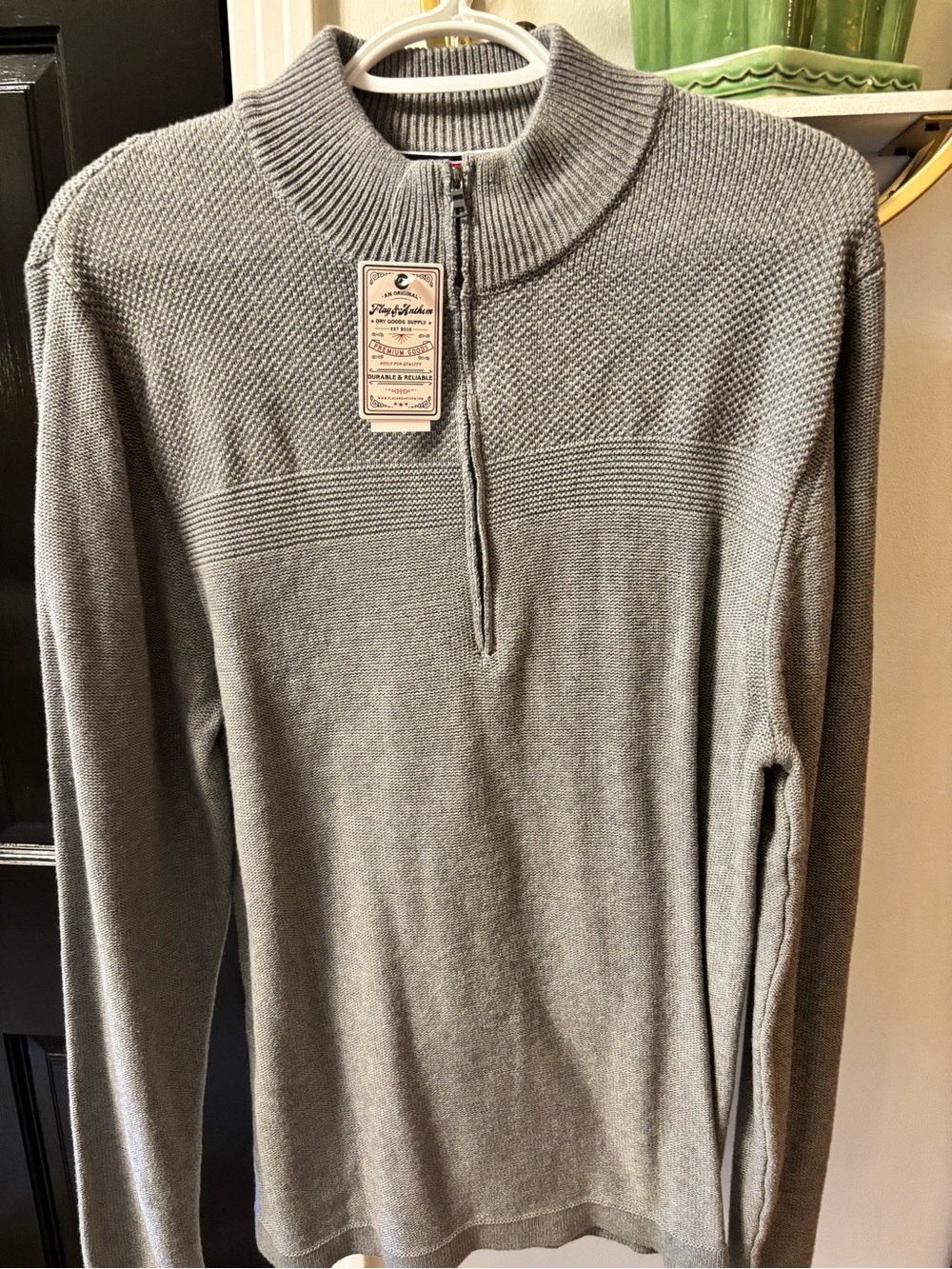 Half-Zip Knit Sweater in Gray by (Unbranded)